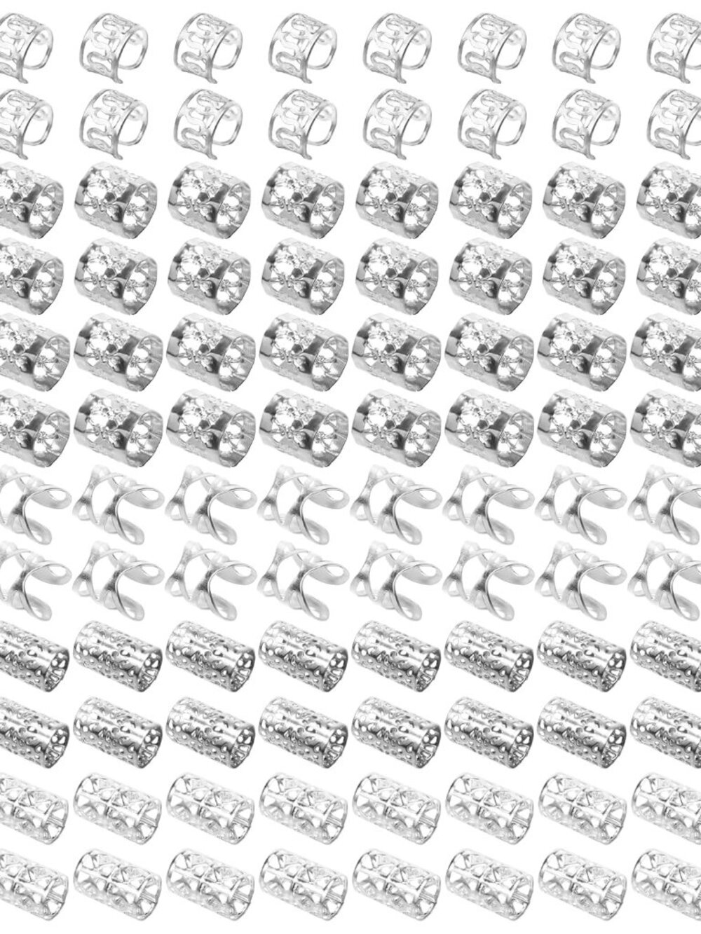 120 PCS Silver Dreadlock Beads Hair Jewelry Braids Accessories for Goddess Locs